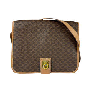 Celine Shoulder Bag Brown Macadam Coated Canvas